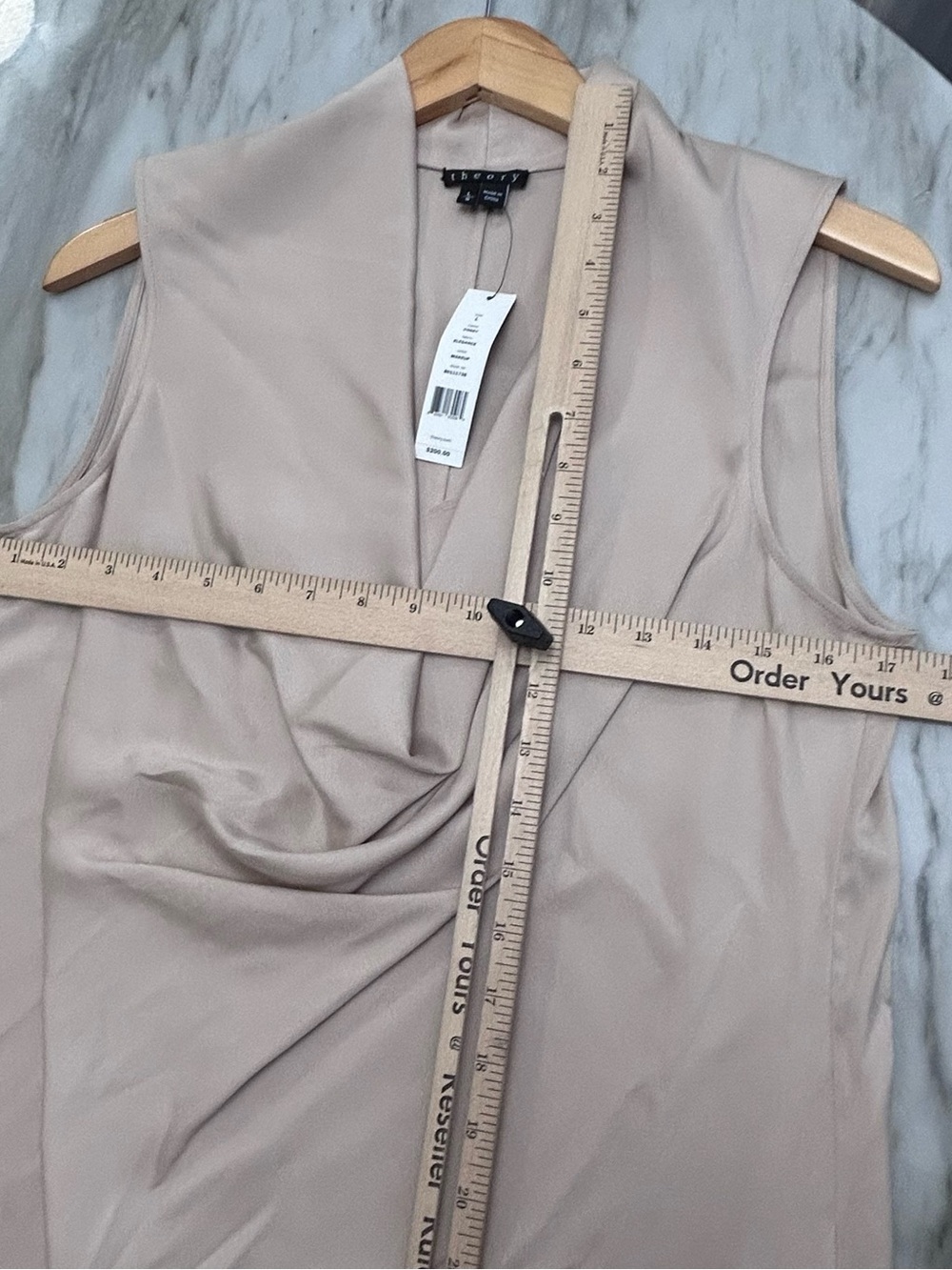 🧋MAKE OFFER🧋NWT Theory Sleeveless Codey Cowl Neck Blouse Silk Blend Sz Large - Picture 5 of 9
